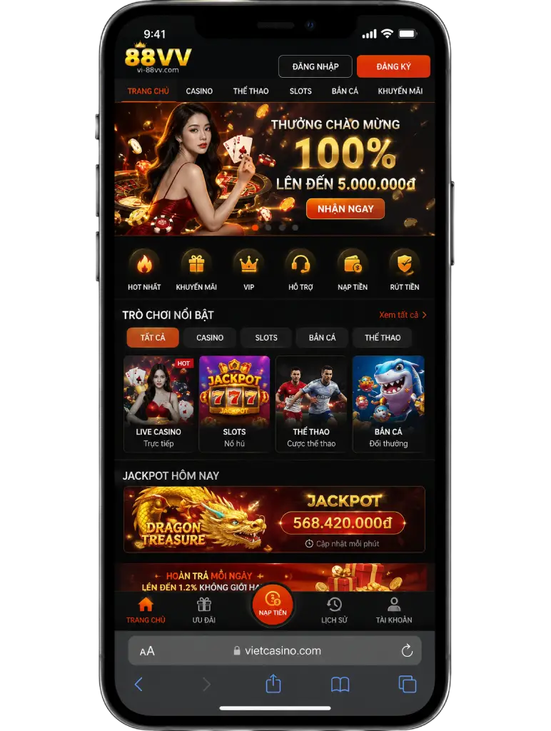 Ứng dụng 88VV trên điện thoại dành cho trải nghiệm casino